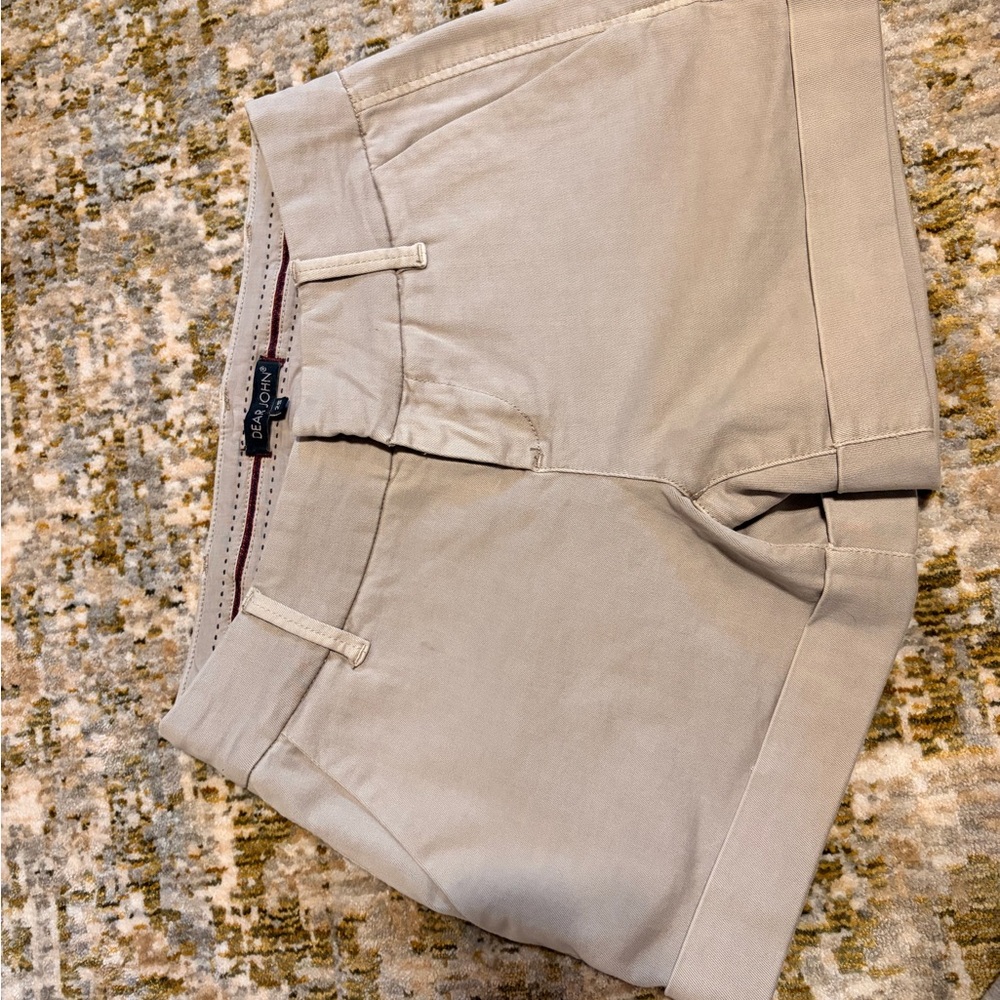 Dear John Cream Shorts with Red Accents